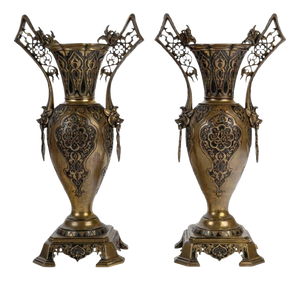 Antique Napoleon III Bronze Vases, 1800s, Ste of 2