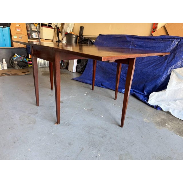 Brown Vintage Federal Style Solid Wood Drop Leaf Dining Table For Sale - Image 8 of 18
