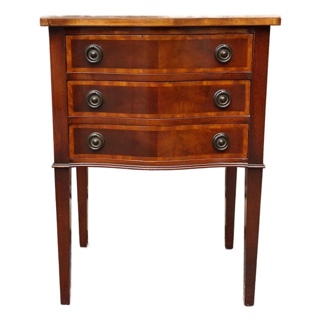 Mid 20th Century Hepplewhite Style Crossbanded Inlaid Mahogany Work Table For Sale