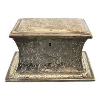 Arts and Crafts Engraved Sterling Silver Box For Sale
