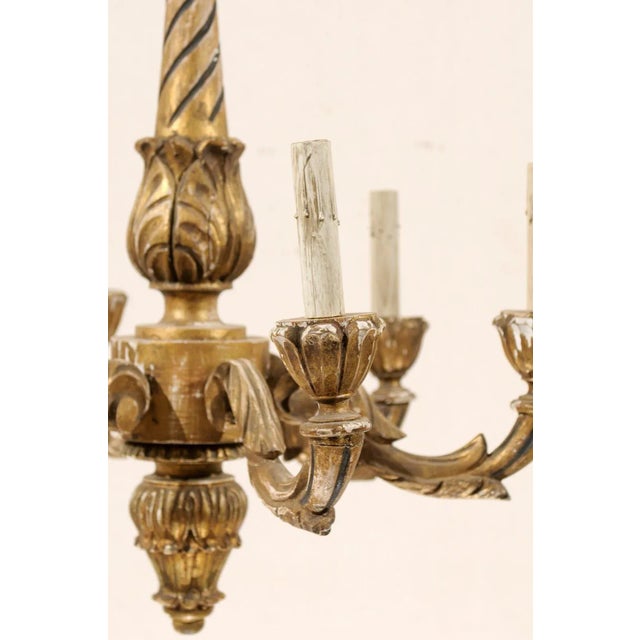 Mid 20th Century French Six-Light Gilded Wood Chandelier with Aged Gold Color For Sale - Image 9 of 11