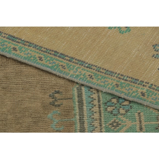 Sky Blue Vintage Turkish Runner With Blue Medallion & Floral Border - Rug & Kilim For Sale - Image 8 of 9