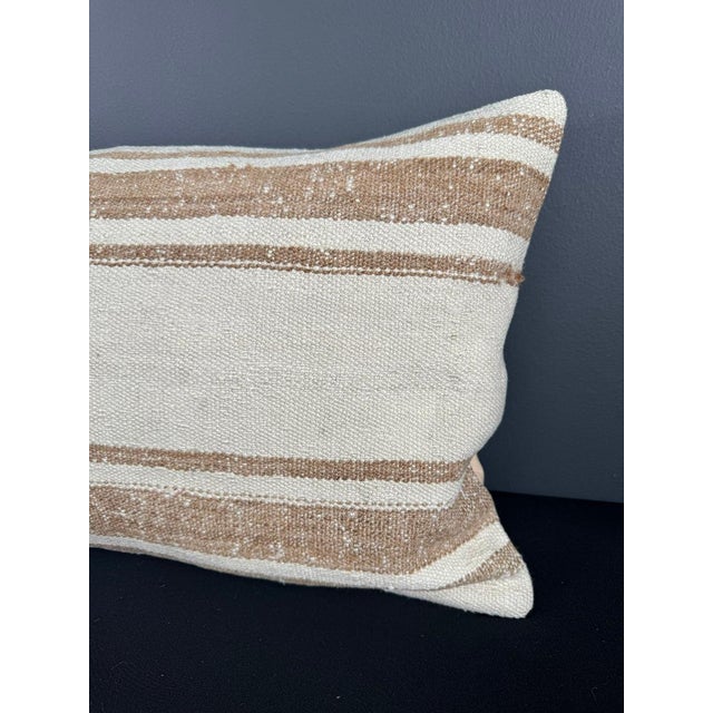 Turkish Hemp Pillow Cushion Natural Beige Brown Pillow Cushion Cover 16" x 24" For Sale - Image 4 of 4