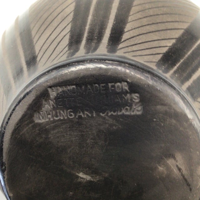 Black Kovats Studio Art Hungarian Black Pottery Squat Vase Signed For Sale - Image 8 of 12