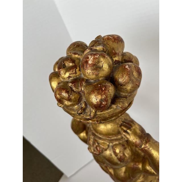 Wood Gold Putti Wood Statue For Sale - Image 7 of 9
