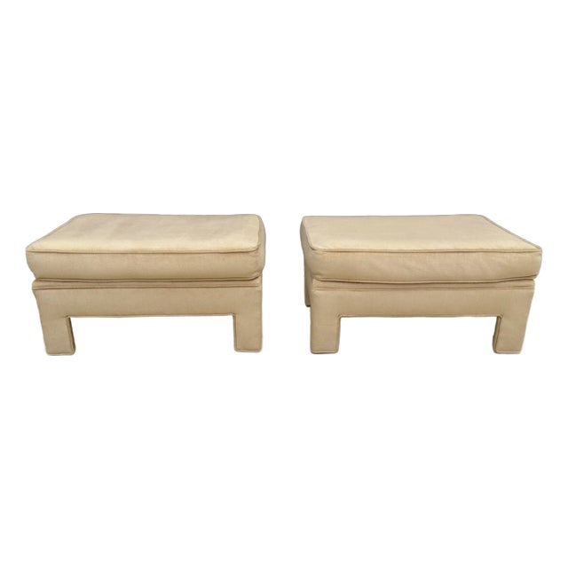 Mid 20th Century Vintage Mid-Century Modern Contemporary Low Ottoman Bench Stools - A Pair For Sale