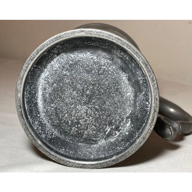 Gray Rare Antique 18th Century Handmade Pewter Beer Mug Stein Early Touch Mark 1700's For Sale - Image 8 of 12