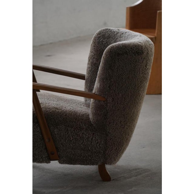 Mid-Century Modern Lounge Chairs in Beech and Lambswool, Denmark, 1950s, Set of 2 For Sale - Image 11 of 18