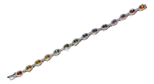 Certified Natural 11.32cts vs F Diamond Multi-Color Sapphire 18k Solid Gold Tennis Stacking Bracelet