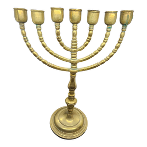Vintage Brass Menorah Seven Flame Candle Holder, 1950-60s