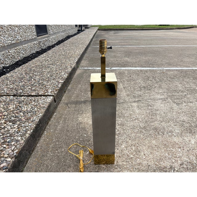 Silver 1980s Frederick Cooper Stainless Steel and Brass Lamps - a Pair For Sale - Image 8 of 14