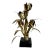 Vintage Brutalist Petite Gold Metal Flower Art on Black Stand For Sale