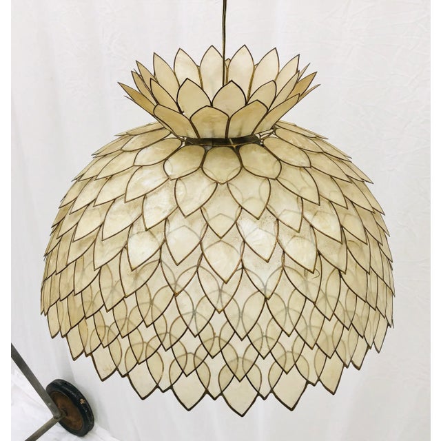 Vintage Pearlescent Pendant Chandelier For Sale - Image 4 of 13