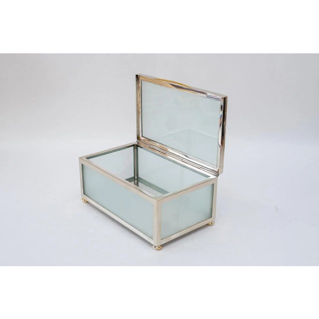 Art Deco Nickel and Glass Jewelry Box, 1920s For Sale - Image 3 of 11