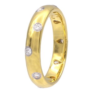 Tiffany & Co. 18k Yellow Gold + Platinum Etoile Diamond Band Ring Size 5.5