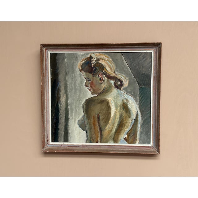 Waldemar (Walle) Ewetz, Nude Woman from Behind, 1960s, Oil Painting on Panel, Framed For Sale - Image 11 of 16