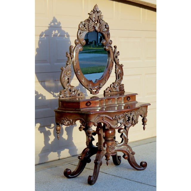 Early 19th-Century Rococo Revival Style Hand-Carved Vanity With Trefoil ...