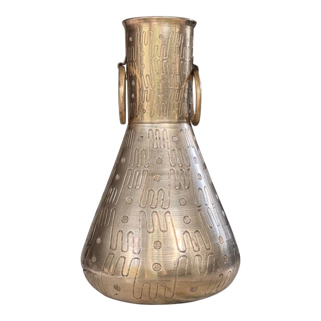 Made in India Mid-Century Modernist Solid Brass Vase, Polished For Sale