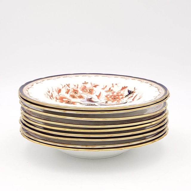 English Set of Nine Royal Crown Derby Soup Bowls, Circa 1980 For Sale - Image 3 of 8