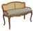 Vintage French Louis XV Style Distressed Gold Gilt Cane Back Vanity Bench Seat For Sale