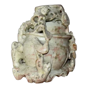 Vintage Carved Chinese Soapstone Vase Sculpture