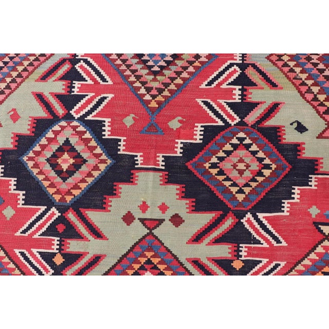 19th Century Antique Kuba Kilim Gallery Rug in With Vibrant Colors 6 X 12'8 For Sale In Atlanta - Image 6 of 15