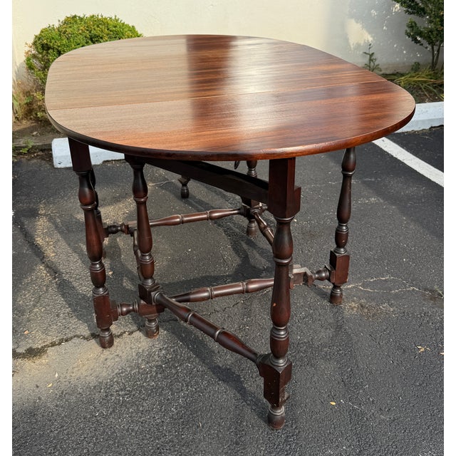 Antique Elite Furniture Co Mahogany Gate Leg Drop Leaf Expandable Table For Sale - Image 4 of 16