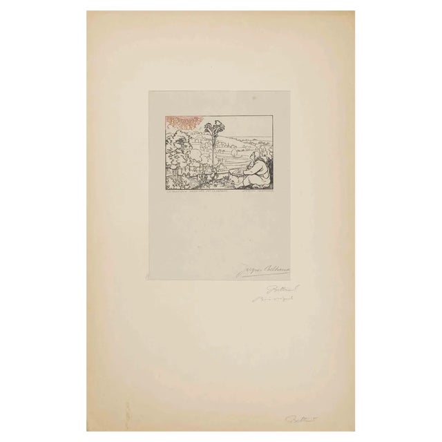 Jacques Bethand, Landscape, Woodcut, Early 20th Century For Sale