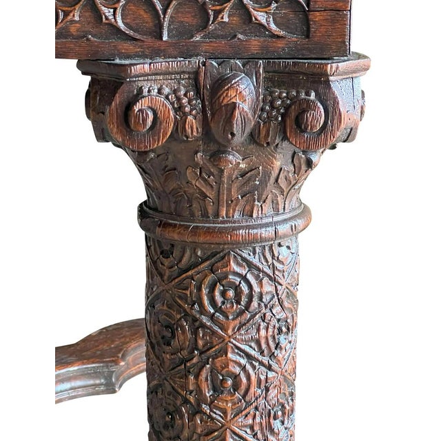Gothic Revival Oak Draw Leaf Dining Table For Sale - Image 14 of 16