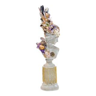 "Violette" Contemporary Embellished Mixed-Media Sculpture For Sale