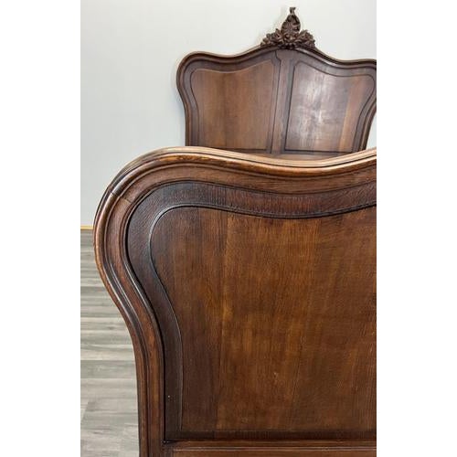 French Louis XVI Single Bed Frame in Oak with Carved Headboard For Sale - Image 4 of 13