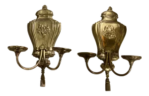 1920s Caldwell Lions Shield Backplate Sconces - a Pair