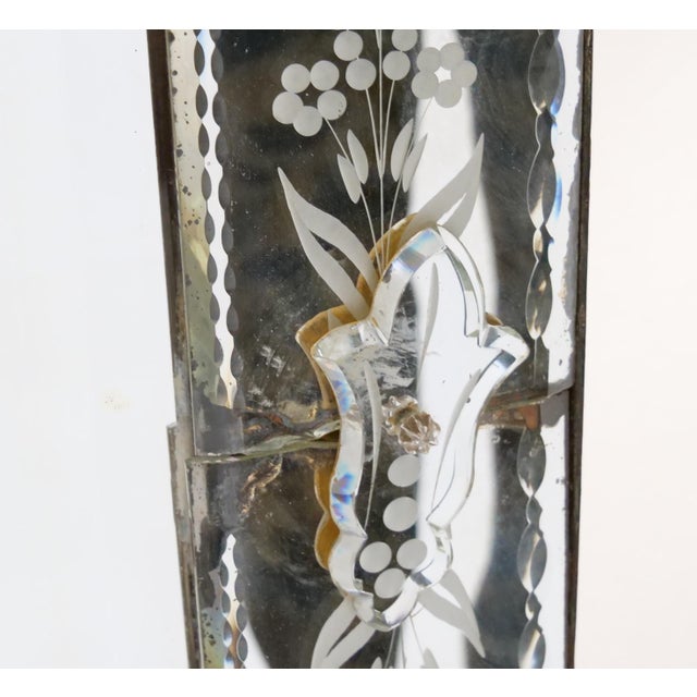 Antique 19th Century Venetian Murano Hand-Engraved Hanging Wall Mirror For Sale - Image 9 of 14