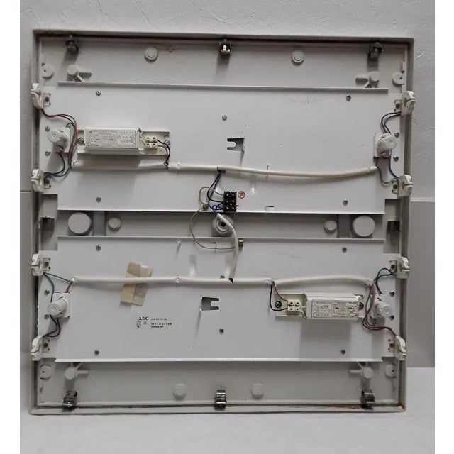 1970s Large Flat Square Ceiling Lamp with White Plastic Mounting from AEG, 1970s For Sale - Image 5 of 6