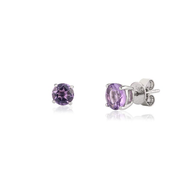 Not Yet Made - Made To Order Round Cut Amethyst Stud Earrings - 2 Pieces For Sale - Image 5 of 6