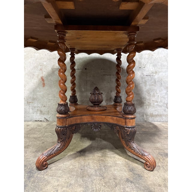 Early 20th Century Antique Renaissance Revival Oval Center Hall Table Barley Twist For Sale - Image 5 of 9
