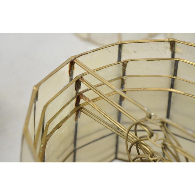 Vintage Italian Hollywood Regency Capiz Shell Gold 8.5" Round Clip on Lamp Shade For Sale - Image 14 of 18