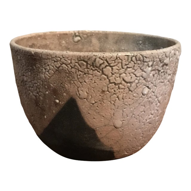 Black and White Textured Ceramic Vessel For Sale