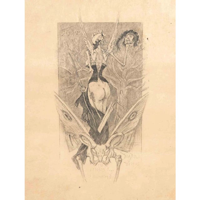 Félicien Rops, The Initiation of Love\., Etching, 1887 For Sale - Image 4 of 4