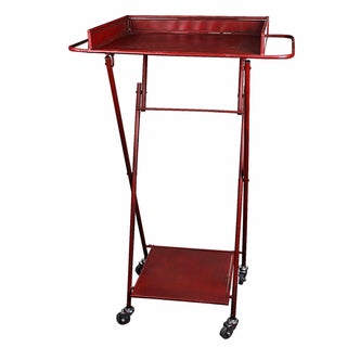 Tall Red Metal Foldable Bar Cart For Sale
