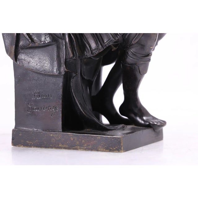 19th-Century Bronze Sculpture of Lorenzo De’ Medici After Michelangelo – Signed “R. Lion Sauvage” For Sale - Image 9 of 18