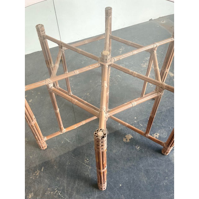 Wood Vintage Bundled Rattan Dining Table After McGuire For Sale - Image 7 of 12