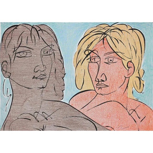 Tono Zancanaro, Paolo and Francesca, Original Lithograph, 1981 For Sale - Image 3 of 3