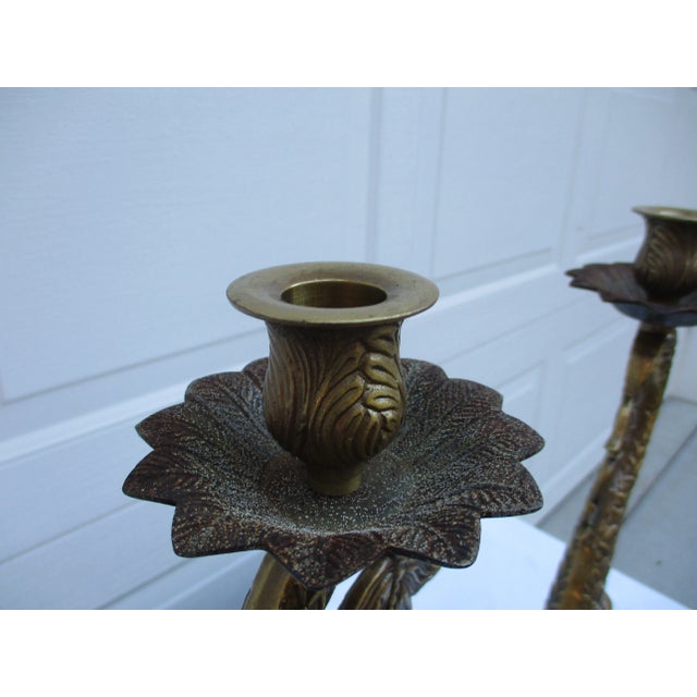 Vintage Brass Koi Fish or Dolphin Candlesticks For Sale - Image 10 of 11