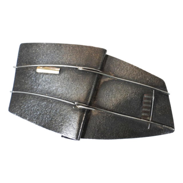Late 20th Century Artist Studio Made Silver Abstract Brooch For Sale
