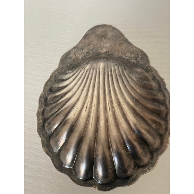 Mid-Century Modern Vintage Silverplate Shell Shape Catchall For Sale - Image 3 of 4
