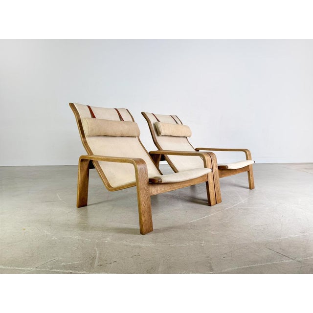 Wood Mid-Century Pulkka Armchair in Ilmari Flanged Canvas from Asko Canvas, Set of 2 For Sale - Image 7 of 15