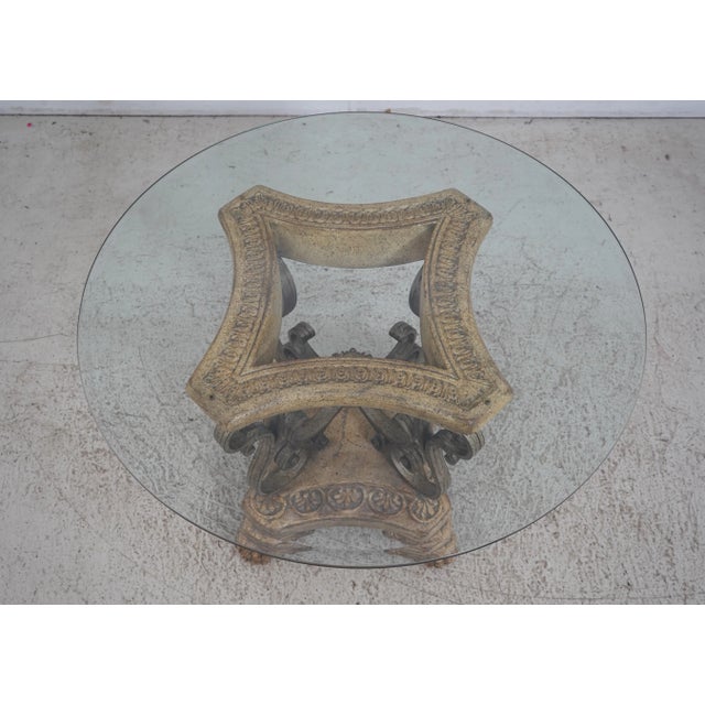 Traditional Round Beveled Glass Top European Style Dining Center Table For Sale - Image 3 of 12