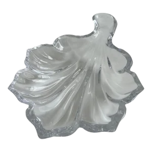 Late 20th Century Baccarat Art Glass Crystal Feuille Leaf Shaped Trinket Dish