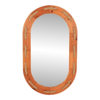 Sven Larsson Pine Nautical Wall Mirror 1970s For Sale